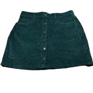 Hollister Green Corduroy Ultra-High Rise Button Mini Skirt Size M